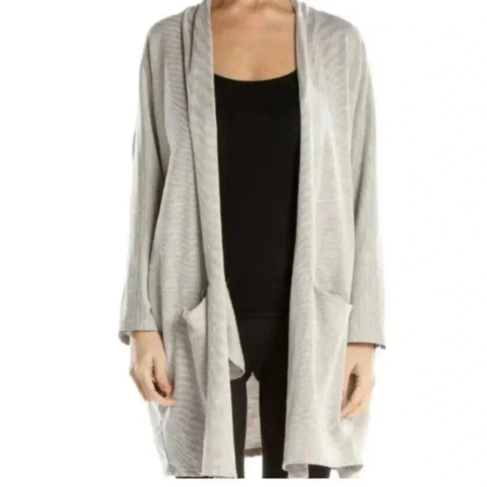 DONNI Striped Ribbed Cardigan Sweater OSFA One Size Fits All Plus Size 0X-4X